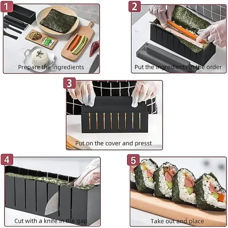 Sushi Making Kit Japanese Rice Ball Cake Roll Mold DIY Home Sushi Making Tool Multifunctional Plastic Kitche Sushi Maker Tool