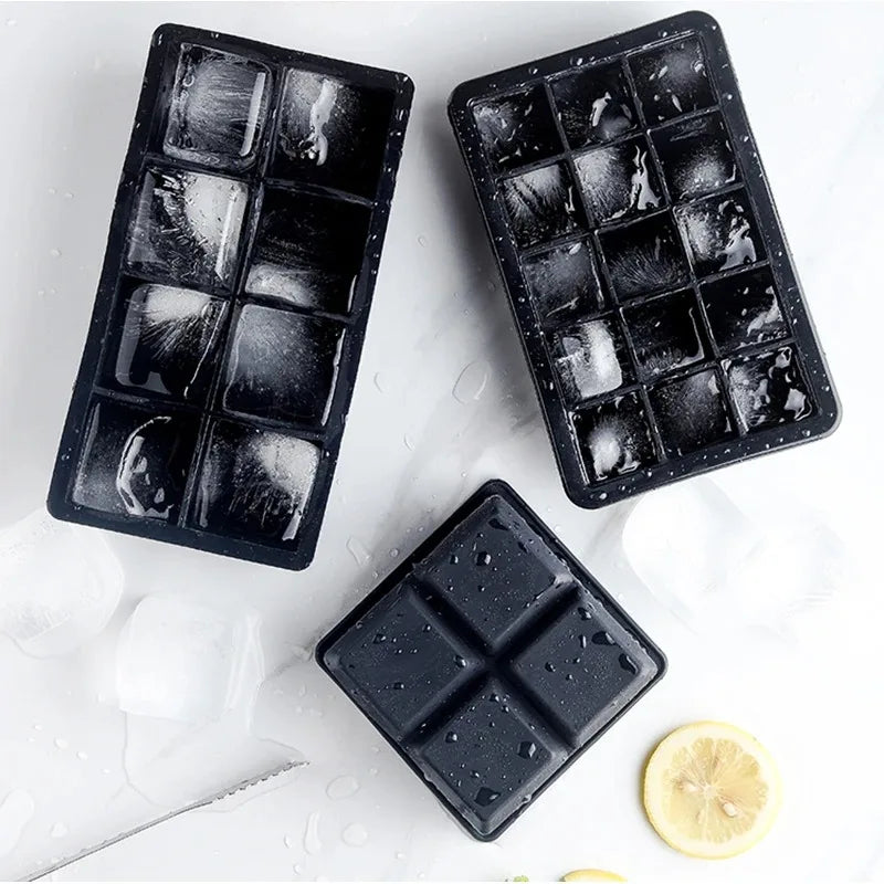 4/6/8/15/160 Grid Big Ice Tray Mold Giant Jumbo Large Food Grade Silicone Ice Cube Square Tray Mold DIY Ice Maker Ice Cube Tray